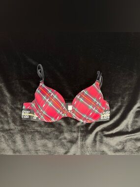 Victoria's Secret Red Plaid Tartan Push-Up Bra